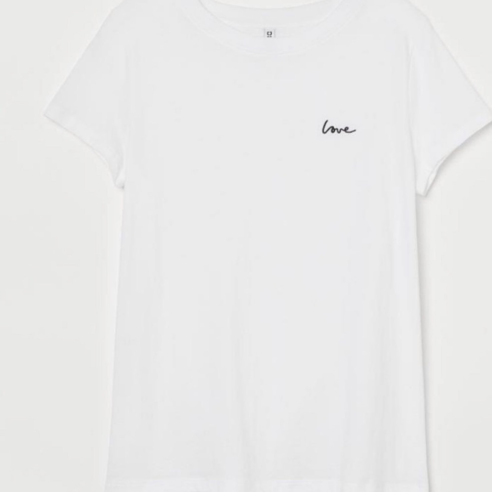White H&M love shirt